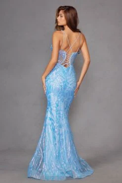 Juliet JT2886C Strapless Sweetheart Corset Sequin Fitted Gown(Juliet Jt2886c Strapless Sweetheart Corset Sequin Fitted Gown) -Discount Dress Shops 2886CSKYBLUE 5
