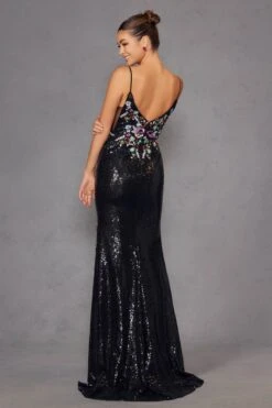 Juliet JT2909K Fitted Floral Embroidery And Sequin Prom Gown(Juliet Jt2909k Fitted Floral Embroidery And Sequin Prom Gown) -Discount Dress Shops 2909KBLACK 6
