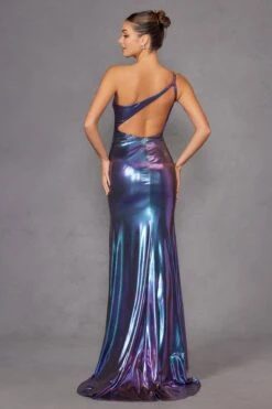 Juliet JT2910H Long Metallic Fitted One Shoulder Prom Gown(Juliet Jt2910h Long Metallic Fitted One Shoulder Prom Gown) -Discount Dress Shops 2910HPURPLE 5
