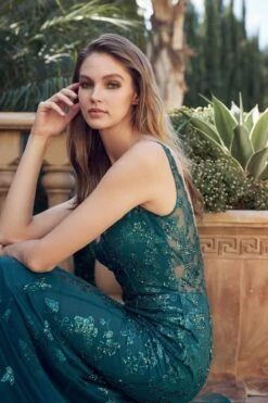 Juliet 294 Long Butterfly Appliques Low V-Neck Prom Dress(Juliet 294 Long Butterfly Appliques Low V Neck Prom Dress) -Discount Dress Shops 294 EMERALDGREEN OTHER4