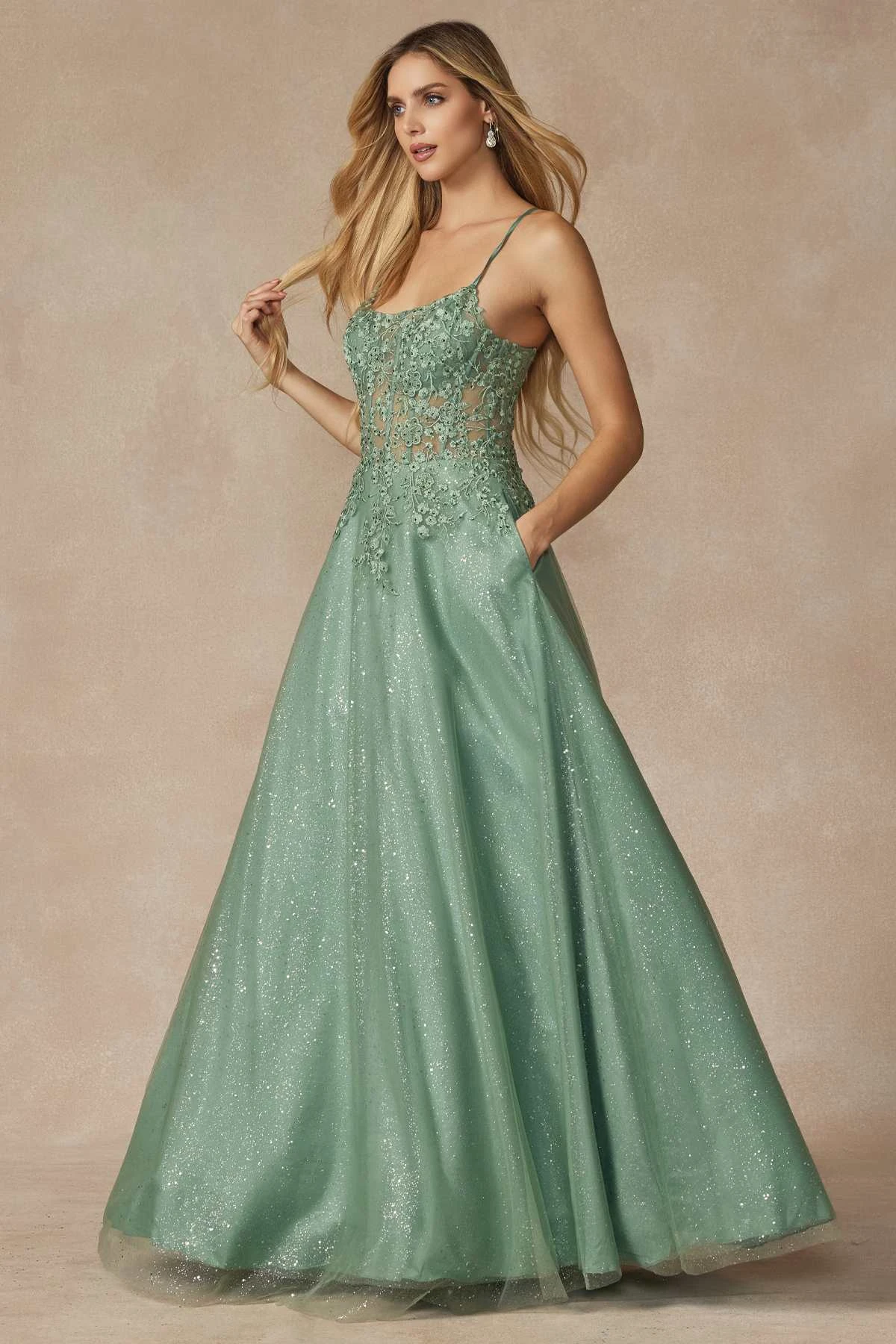 Juliet 295 Floor Length Leaf Lace Gown Corset Bodice Prom Gown(Juliet 295 Floor Length Leaf Lace Gown Corset Bodice Prom Gown) 10 Juliet 295 Floor Length Leaf Lace Gown Corset Bodice Prom Gown(Juliet 295 Floor Length Leaf Lace Gown Corset Bodice Prom Gown) - Image 10