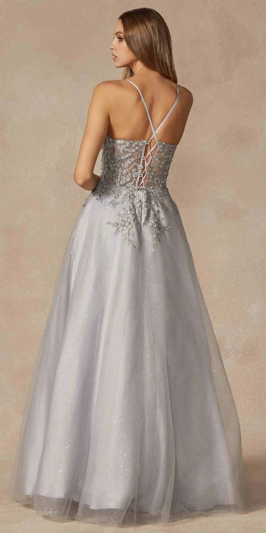 Juliet 295 Floor Length Leaf Lace Gown Corset Bodice Prom Gown(Juliet 295 Floor Length Leaf Lace Gown Corset Bodice Prom Gown) 2 Juliet 295 Floor Length Leaf Lace Gown Corset Bodice Prom Gown(Juliet 295 Floor Length Leaf Lace Gown Corset Bodice Prom Gown) - Image 2