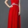 J&J Fashion 3003 A-Line Long Formal Dress Embellished Bodice(Red A Line Long Formal Dress Embellished Bodice)