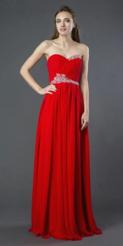 J&J Fashion 3003 A-Line Long Formal Dress Embellished Bodice(Red A Line Long Formal Dress Embellished Bodice)