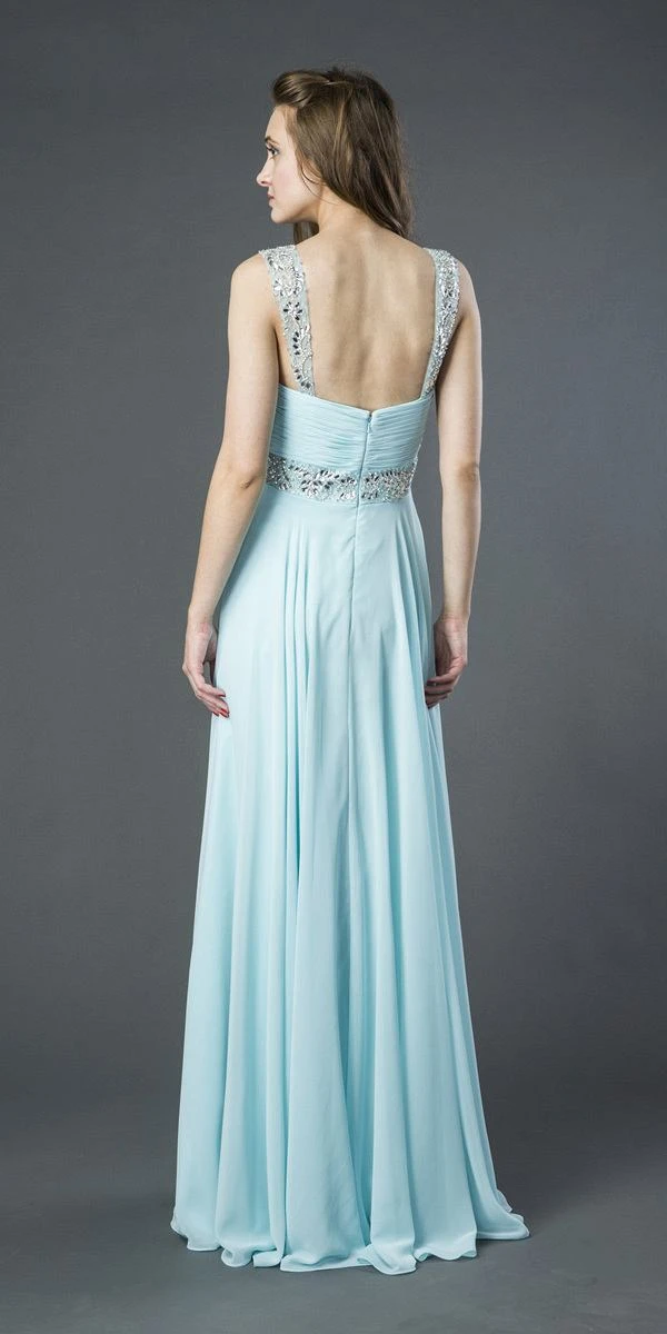 J&J Fashion 3007 Embellished Long A-line Formal Dress(Embellished Long A Line Formal Dress Aqua) 2 J&J Fashion 3007 Embellished Long A-line Formal Dress(Embellished Long A Line Formal Dress Aqua) - Image 2