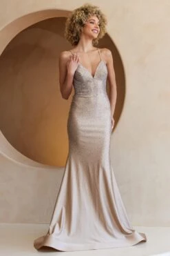 Amelia Couture 3018 Long Mermaid V-Neck Spaghetti Strap Lycra Gown(Amelia Couture 3018 Long Mermaid V Neck Spaghetti Strap Lycra Gown) -Discount Dress Shops 3018 amelia champagne