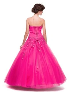 CLEARANCE - Juliet 301 Poofy Quinceanera Tulle Dress A-Line Strapless Beading(Poofy Fuchsia Quinceanera Tulle Dress A Line Strapless Beading) -Discount Dress Shops 301FUCHSB