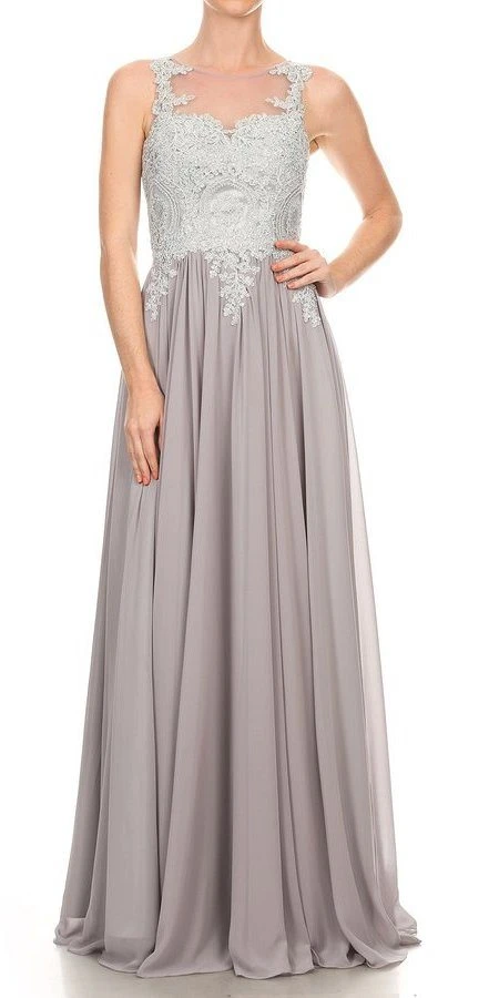 J&J Fashion 3027 Illusion Keyhole Back Long Prom Dress With Appliques(Illusion Keyhole Back Long Prom Dress With Appliques Silver) 1 J&J Fashion 3027 Illusion Keyhole Back Long Prom Dress With Appliques(Illusion Keyhole Back Long Prom Dress With Appliques Silver)