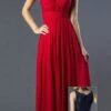 J&J Fashion 3030 A-line Long Formal Dress Bateau Neckline(Red A Line Long Formal Dress Bateau Neckline)