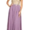 J&J Fashion 3076 Lace-Applique Bodice Long Formal Dress Sleeveless(Mauve Lace Applique Bodice Long Formal Dress Sleeveless)