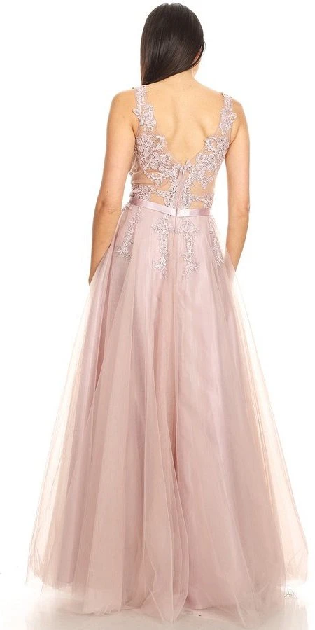 J&J Fashion 3085 Stunning Illusion Appliqued Long Prom Dress(Stunning Illusion Appliqued Long Prom Dress Mauve) 2 J&J Fashion 3085 Stunning Illusion Appliqued Long Prom Dress(Stunning Illusion Appliqued Long Prom Dress Mauve) - Image 2