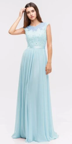 Eureka 3611 Lace Illusion Bodice Bateau Neck A-line Long Dress(Lace Illusion Bodice Bateau Neck A Line Long Dress Burgundy) -Discount Dress Shops 3611 eureka baby blue dress 31735f13 eb66 4841 9276 a5ad71cdcfa9