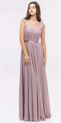 Eureka 3611 Lace Illusion Bodice Bateau Neck A-line Long Dress(Lace Illusion Bodice Bateau Neck A Line Long Dress Burgundy) -Discount Dress Shops 3611 eureka mocha dress de5ebe63 b6e0 4e3c 8728 f9ca71754878