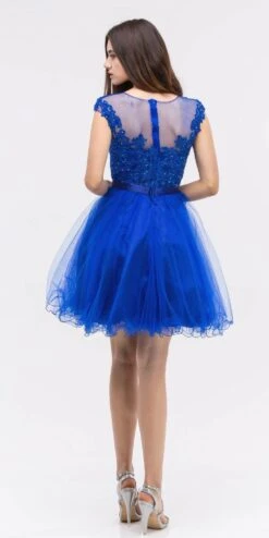 Eureka 3622 Cap Sleeve Lace Applique Bodice Dress(Dusty Pink Cap Sleeve Lace Applique Bodice Homecoming Dress Short) -Discount Dress Shops 3622 eureka royal back 9277f2c8 0f36 4689 8631 e44d542a7456