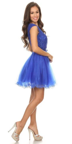 Eureka 3622 Cap Sleeve Lace Applique Bodice Dress(Dusty Pink Cap Sleeve Lace Applique Bodice Homecoming Dress Short) -Discount Dress Shops 3622 eureka royal dress side2 6204148b c340 43e5 94bc edd67ab16c2f