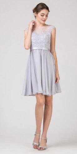 Eureka 3633 Appliqued Bodice A-Line Dress Knee-Length(Appliqued Bodice Wedding Guest A Line Dress Knee Length Mocha) -Discount Dress Shops 3633 eureka fashion silver 056eb7f2 2a52 4d5e aa95 30d73498f048