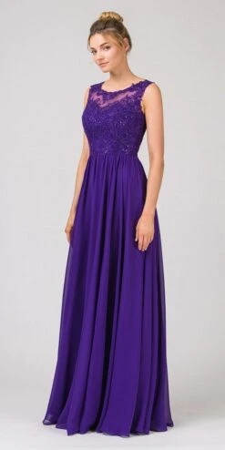 Eureka 3711 Floor Length Formal Dress Lace Illusion Bodice(Mocha Floor Length Formal Dress Lace Illusion Bodice) -Discount Dress Shops 3711 eureka fashion puprle