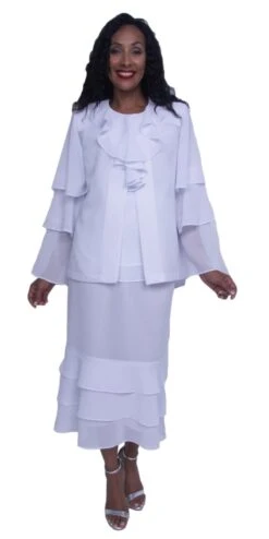 Hosanna 5541 Modest Tea Length 3-Piece Dress Set(Hosanna 5541 White Tea Length 3 Piece Dress Set)