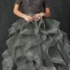 Juliet 395 Off-Shoulder Ruffled Quinceanera Dress(Charcoal Off Shoulder Ruffled Quinceanera Dress)