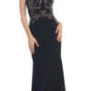 Eureka 4043 Grecian Inspired Gown Floor Length Illusion Neck Beads(Grecian Inspired Gown Black Floor Length Illusion Neck Beads)