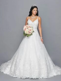 DeKlaire Bridal 417 Spaghetti Straps V-Neckline Open Back A-Line Wedding Dress(Lovely La Bridal 417 Spaghetti Straps V Neckline Open Back A Line Wedding Dress With Beaded Embroidery Applique)