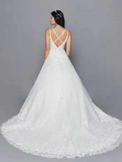 DeKlaire Bridal 417 Spaghetti Straps V-Neckline Open Back A-Line Wedding Dress(Lovely La Bridal 417 Spaghetti Straps V Neckline Open Back A Line Wedding Dress With Beaded Embroidery Applique) -Discount Dress Shops 417 IVORY 2