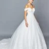 DeKlaire Bridal 424 Off The Shoulder Sweetheart Neckline Lace Tulle A-Line Chapel Train Wedding Dress Beaded Lace Applique.(Lovely La Bridal 424 Off The Shoulder Sweetheart Neckline Lace Tulle A Line Chapel Train Wedding Dress Beaded Lace Applique)