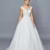 DeKlaire Bridal 425 Illusion Boat Neckline Cap Sleeve A-Line Court Train Wedding Dress(Lovely La Bridal 425 Illusion Boat Neckline Cap Sleeve A Line Court Train Wedding Dress Lace Sequins Applique)