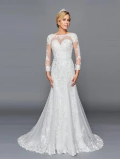 Deklaire Bridal 435 Long Length Sleeve A-Line Wedding Gown Beaded Lace(Deklaire Bridal 435 Long Length Sleeve A Line Wedding Gown Beaded Lace)