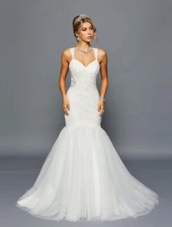DeKlaire Bridal 461 V-Neckline Mermaid Court Train Wedding Dress(Deklaire Bridal 461 V Neckline Mermaid Court Train Wedding Dress)