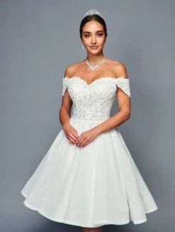 DeKlaire Bridal 467 Short Off The Shoulder A-line Wedding Dress(Deklaire Bridal 467 Short Off The Shoulder A Line Wedding Dress) -Discount Dress Shops 467 3