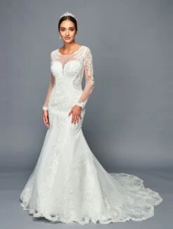 DeKlaire Bridal 470 Long Sleeve Mermaid Wedding Gown(Deklaire Bridal 470 Long Sleeve Mermaid Wedding Gown)