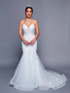 DeKlaire Bridal 472 Spaghetti Straps V-Neckline Mermaid Court Train Wedding Dress(Deklaire Bridal 472 Spaghetti Straps V Neckline Mermaid Court Train Wedding Dress)