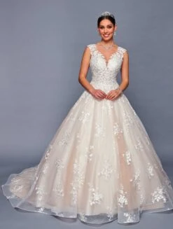 DeKlaire Bridal 480 Cap Sleeve Illusion V-Neck A-Line Wedding Ball Gown(Deklaire Bridal 480 Cap Sleeve Illusion V Neck A Line Wedding Ball Gown)