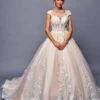 Deklaire Bridal 484 Floor Length Cap Sleeve A-Line Wedding Ball Gown(Deklaire Bridal 484 Floor Length Cap Sleeve A Line Wedding Ball Gown)