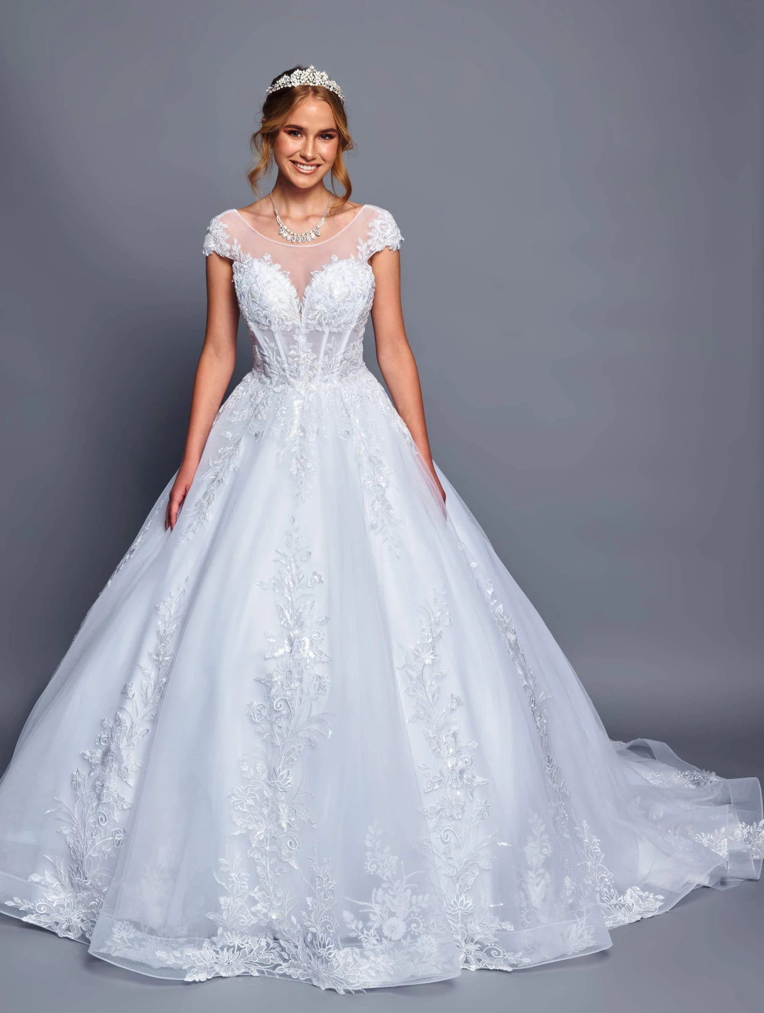 Deklaire Bridal 484 Floor Length Cap Sleeve A-Line Wedding Ball Gown(Deklaire Bridal 484 Floor Length Cap Sleeve A Line Wedding Ball Gown) 4 Deklaire Bridal 484 Floor Length Cap Sleeve A-Line Wedding Ball Gown(Deklaire Bridal 484 Floor Length Cap Sleeve A Line Wedding Ball Gown) - Image 4