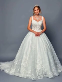 DeKlaire Bridal 489 Wedding Dress V-Neck A-Line Ball Gown(Deklaire Bridal 489 Wedding Dress V Neck A Line Ball Gown)