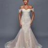 Deklaire Bridal 495 Off The Shoulder Trumpet Wedding Gown(Deklaire Bridal 495 Off The Shoulder Trumpet Wedding Gown)