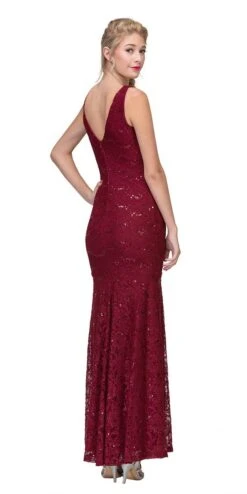 Eureka 5010 Lace Mermaid Gown V-Neck With Mesh Panel(Lace Mermaid Evening Gown V Neck With Mesh Panel Royal Blue) -Discount Dress Shops 5010 eureka fashion burgundy back 5c4a2ebc e205 408b b780 1116d5a1d0cf