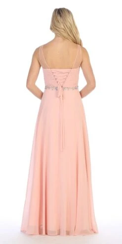 Celavie 5020 Illusion Ruched Bodice Long Dress Sleeveless(Celavie 5020 Blush Illusion Ruched Bodice Long Formal Dress Sleeveless) -Discount Dress Shops 5020 celavie blush back a671dca8 7cb4 44b9 9f89 9969a76ba5a0
