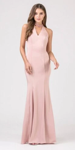 Eureka 5033 Mermaid Gown With Beaded Choker-Collar(Hunter Green Mermaid Prom Gown With Beaded Choker Collar) -Discount Dress Shops 5033 eureka fashion blush