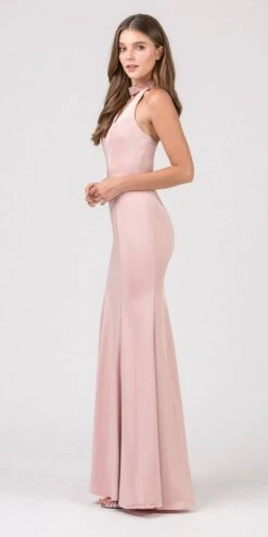 Eureka 5033 Mermaid Gown With Beaded Choker-Collar(Hunter Green Mermaid Prom Gown With Beaded Choker Collar) -Discount Dress Shops 5033 eureka fashion blush side