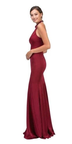 Eureka 5033 Mermaid Gown With Beaded Choker-Collar(Hunter Green Mermaid Prom Gown With Beaded Choker Collar) -Discount Dress Shops 5033 eureka fashion burgundy side view 49565044 1764 4c28 87f8 dee8917ef6cd