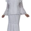 Hosanna 5291 Modest Tea Length Lace 3 Piece Dress Set(Hosanna 5291 Modest Tea Length Lace 3 Piece Dress Set White)