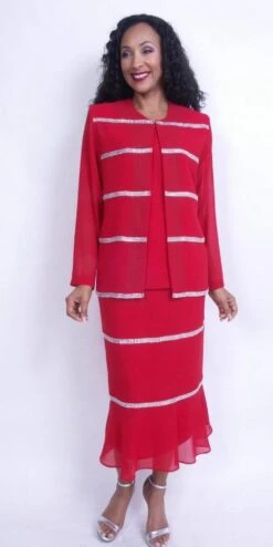 Hosanna Design 5526 Modest 3-Piece Tea Length Dress Set(Hosanna Design 5526 Modest 3 Piece Tea Length Dress Set)