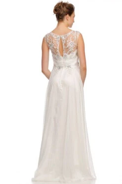 Juliet 552 Long Jewel Neckline Studded Bodice A-Line Gown(Jewel Neckline Studded Bodice A Line Silver Red Carpet Gown) -Discount Dress Shops 552ju off white bk 0d3595db 4ccd 4219 aec3 e8407538dab1