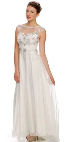 Juliet 552 Long Jewel Neckline Studded Bodice A-Line Gown(Jewel Neckline Studded Bodice A Line Silver Red Carpet Gown) -Discount Dress Shops 552ju off white 32faea7a 47ff 4da4 ab5b 2e23c4221cd3