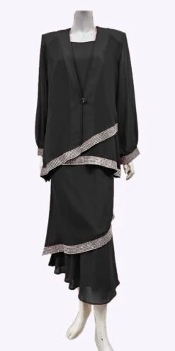 Hosanna 5532 Plus Size 3-Piece Set Tea Length Dress Outfit(Hosanna 5532 Plus Size 3 Piece Set Tea Length Dress Outfit) -Discount Dress Shops 5532 hosanna black