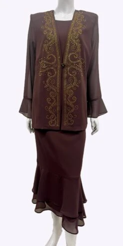 Hosanna 5535 Plus Size 3-Piece Set Tea Length Dress Outfit(Hosanna 5535 Plus Size 3 Piece Set Tea Length Dress Outfit)