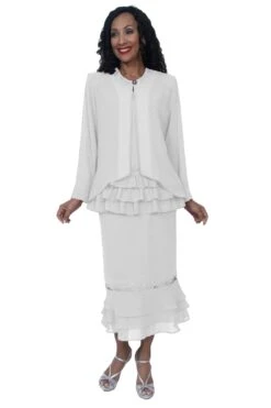 Hosanna 5553 Modest 3-Piece Set Ankle Length Dress(Hosanna 5553 Modest 3 Piece Set Ankle Length Dress) -Discount Dress Shops 5553 hosanna white